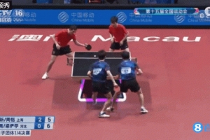 全运会男团1/4决赛，许昕再现背后击球绝技