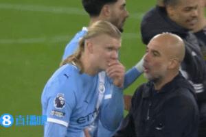 哈兰德3场“球荒”！瓜帅赛后指导哈兰德，抱着他悉心教诲数十秒