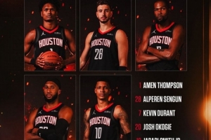 常规阵容！火箭今日首发：阿门、申京、杜兰特、奥科吉、小史密斯