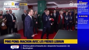 法国总统马克龙搭档小勒布伦，对打王楚钦/林诗栋组合