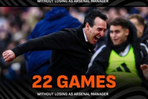 埃梅里终结阿尔特塔18场不败纪录，成功捍卫昔日22场不败荣耀