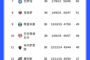 巴甲大结局：20队仅2队既无洲际赛资格也不降级，桑托斯踢南美杯