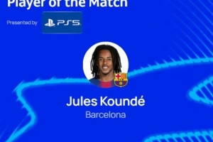 梅开二度助球队逆转，官方：孔德当选巴萨2-1法兰克福全场最佳