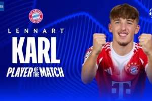 1进球3关键传球，伦纳特·卡尔当选拜仁3-1葡体一役全场最佳