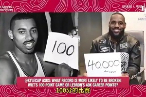 张伯伦单场百分和詹姆斯4万分哪个更容易？保罗乔治：100分！