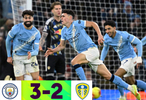 曼城3比2绝杀利兹联暂升英超第二